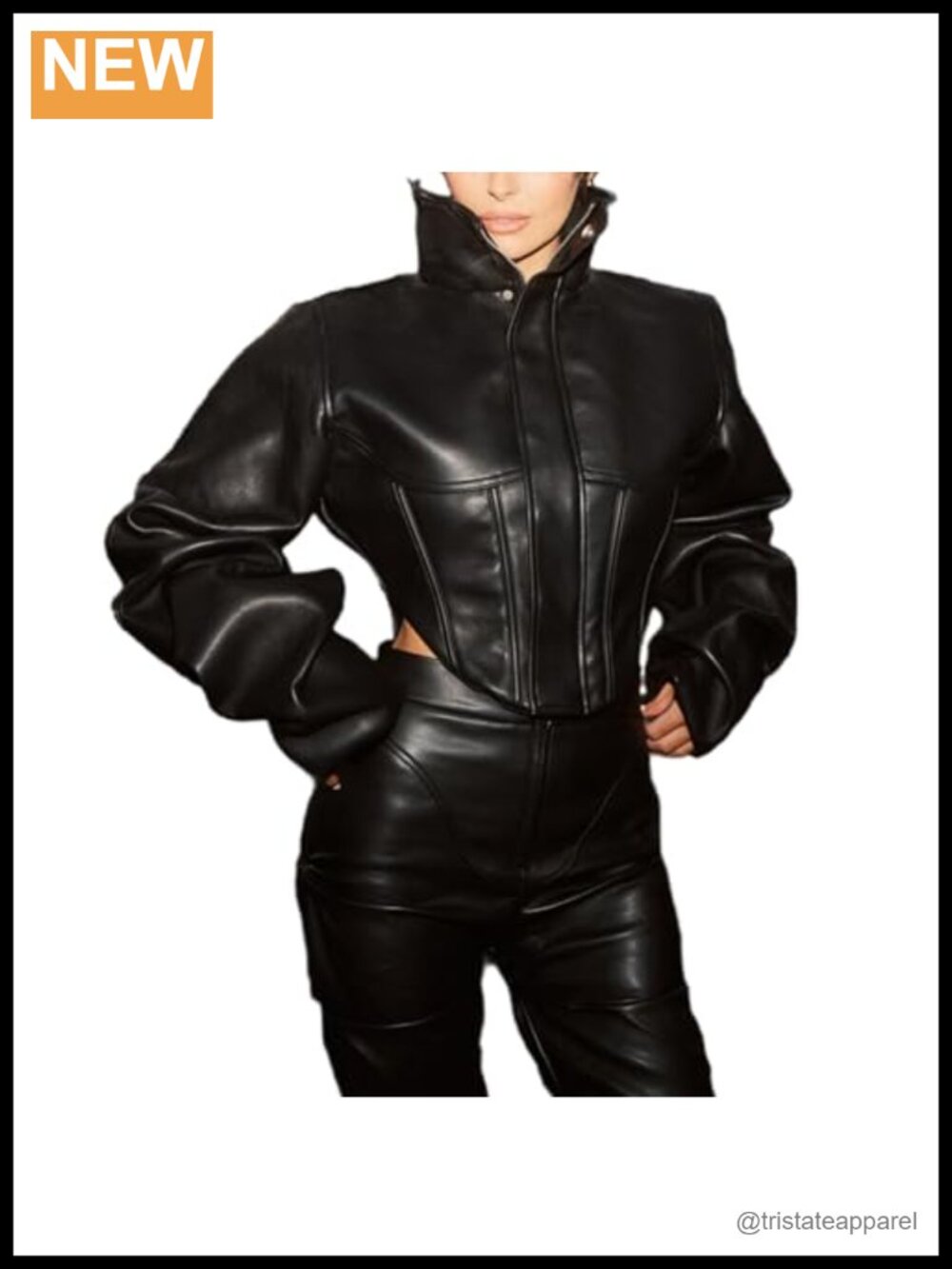 Women Faux Leather Crop Motorcycle Bomber Jacket Y2K Streetwear Zip Up